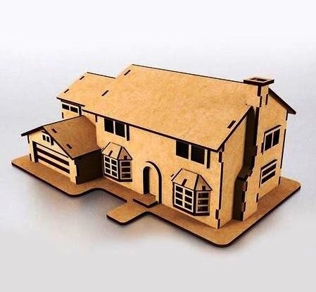 Diy House Puzzle Cnc Laser Cutting Cdr Dxf File Free Download Free Vector For Laser Cutting