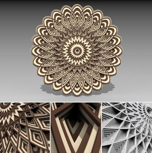 Download Laser Cut Multilayer 3D Mandala DXF File FREE - Free DXF SVG Vector Files